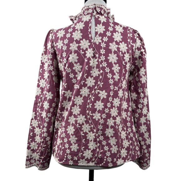 Floral Embroidered Blouse - Purple - Picture 5 of 12